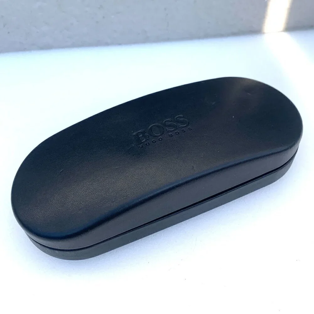 Hugo Boss Black Leather Eyeglasses/Sunglasses Case Protective Hard Shell